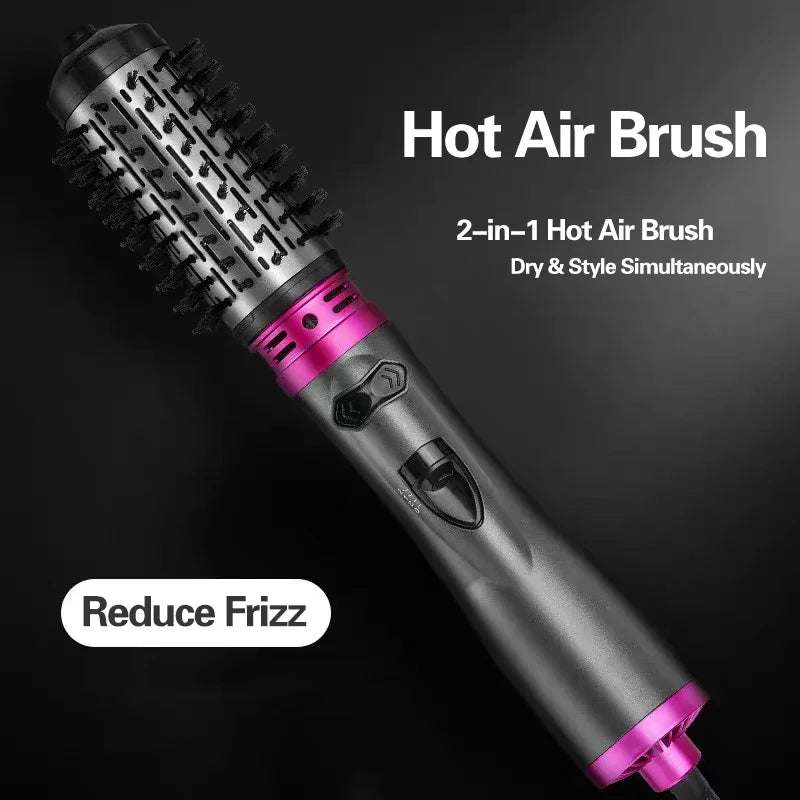 2-in-1 Hot Air Brush & Curling Wand — Salon-Quality Blowout at Home