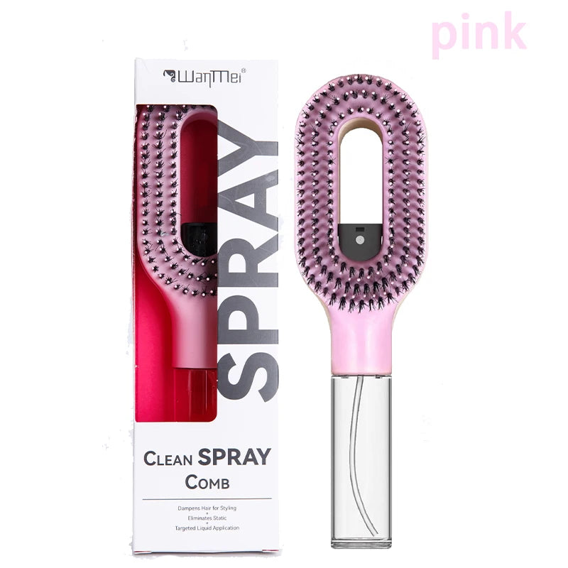 2-in-1 Spray Hair Brush — Detangling Comb with Water Mist & Scalp Massage