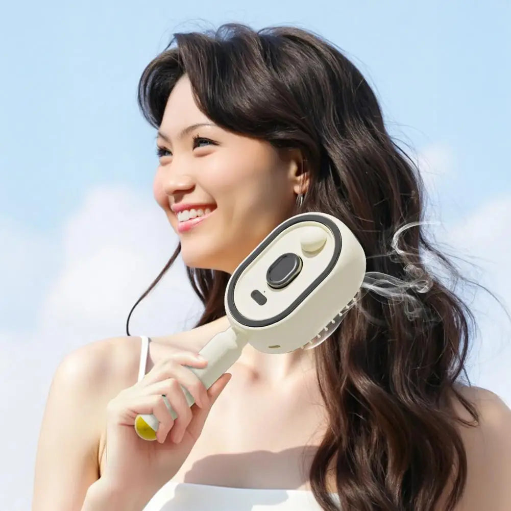Electric Steam Hair Brush with Water Spray Reduce Frizz Anti-Static Misting Hairbrush Cordless Fluffy Hair Detangling Brush