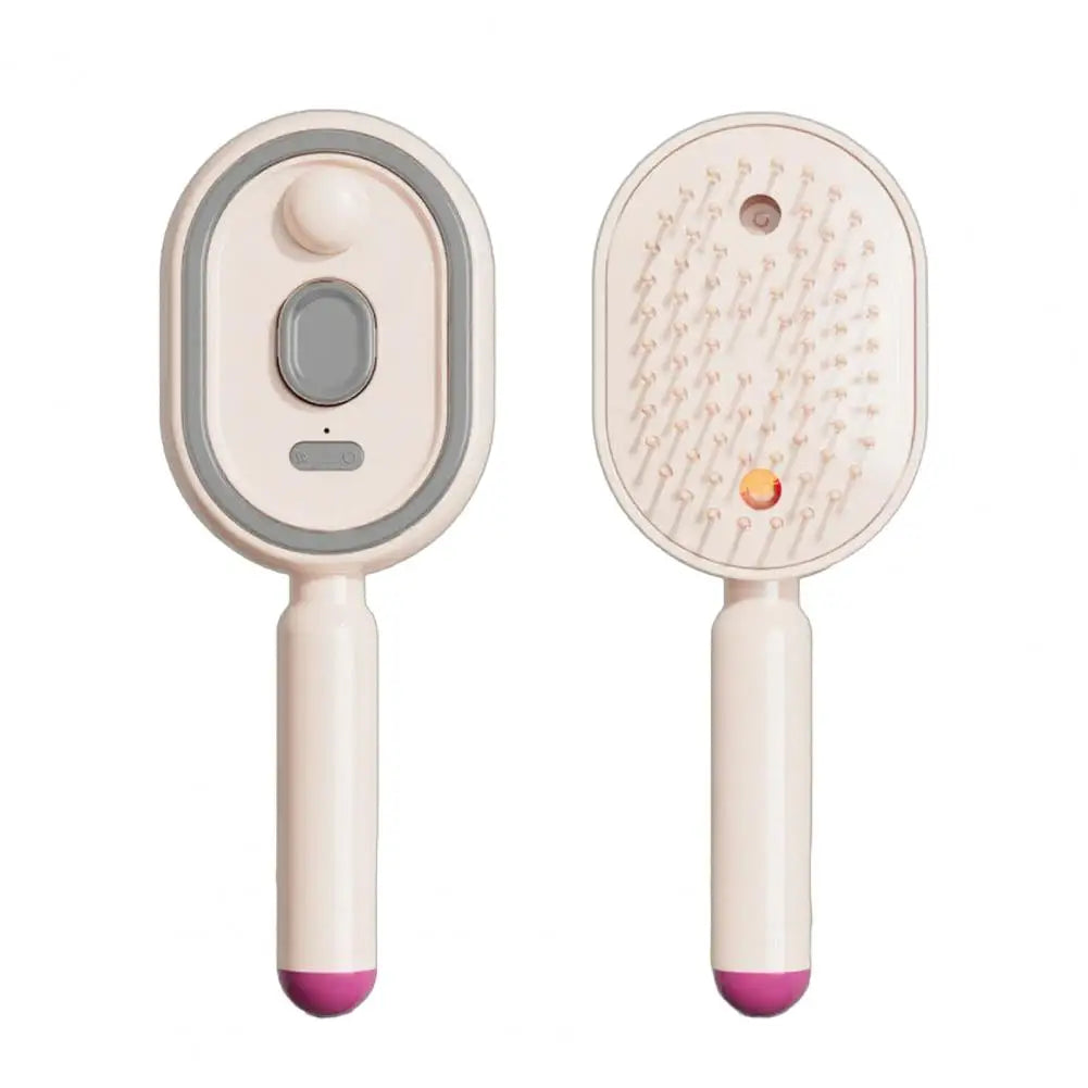 Electric Steam Hair Brush with Water Spray Reduce Frizz Anti-Static Misting Hairbrush Cordless Fluffy Hair Detangling Brush
