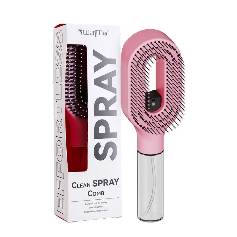 2-in-1 Spray Hair Brush — Detangling Comb with Water Mist & Scalp Massage