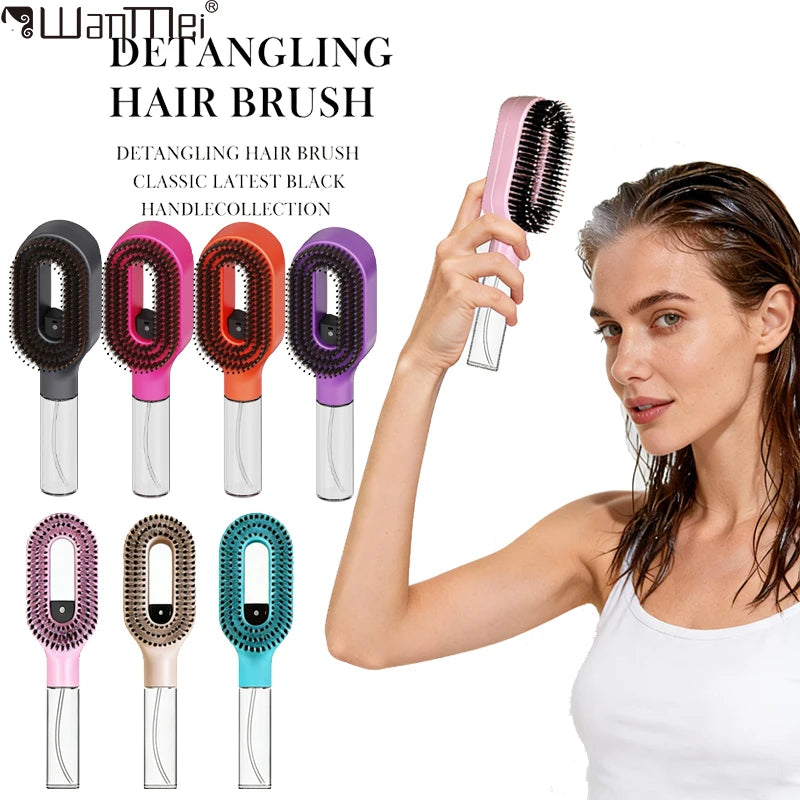 2-in-1 Spray Hair Brush — Detangling Comb with Water Mist & Scalp Massage
