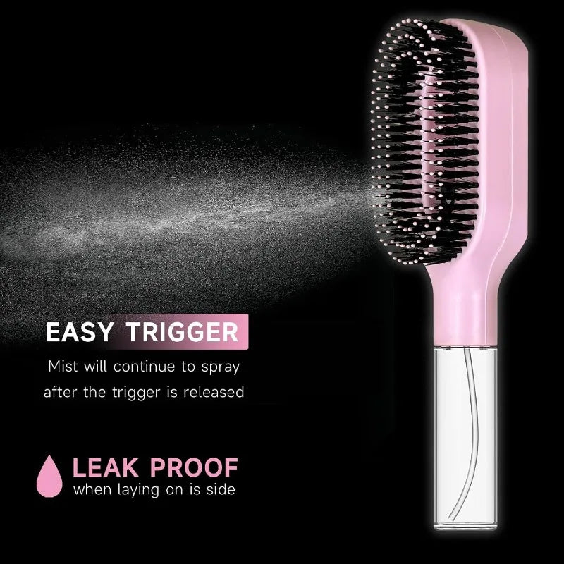 2-in-1 Spray Hair Brush — Detangling Comb with Water Mist & Scalp Massage