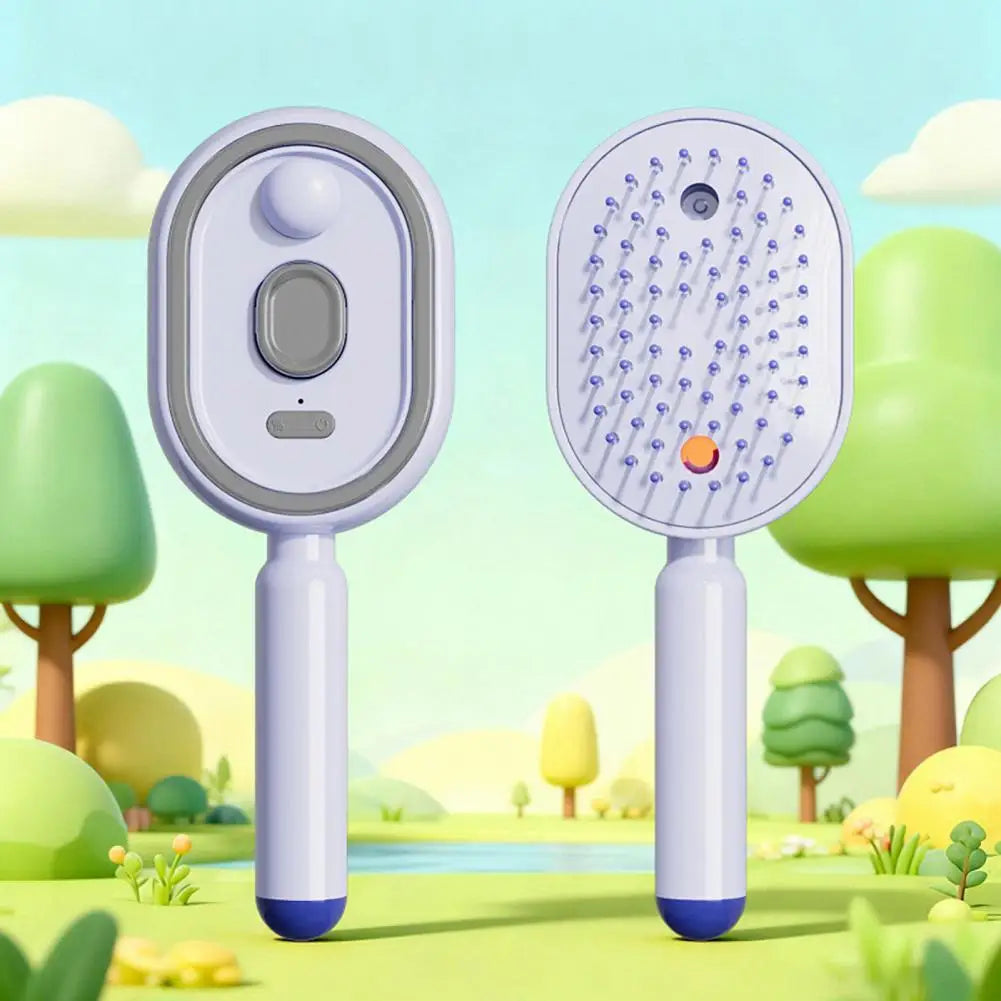 Electric Steam Hair Brush with Water Spray Reduce Frizz Anti-Static Misting Hairbrush Cordless Fluffy Hair Detangling Brush