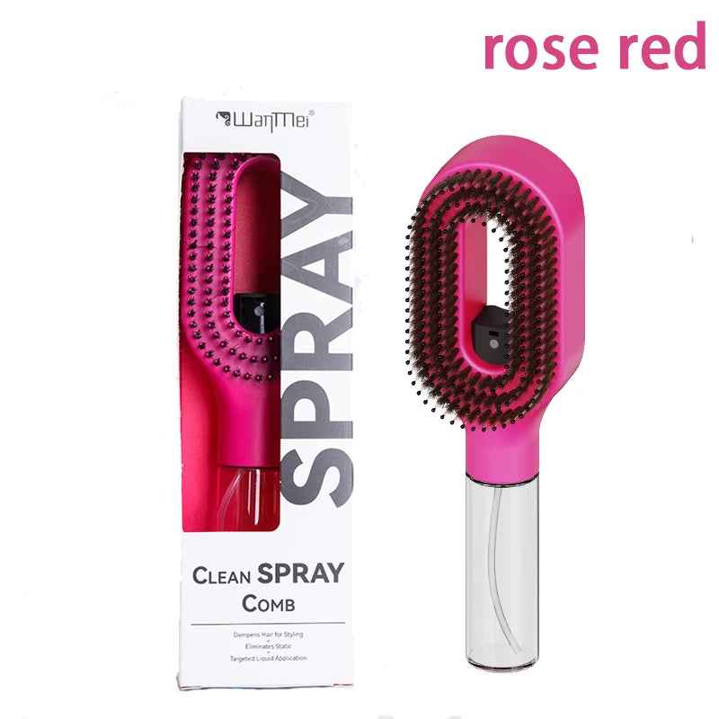 2-in-1 Spray Hair Brush — Detangling Comb with Water Mist & Scalp Massage