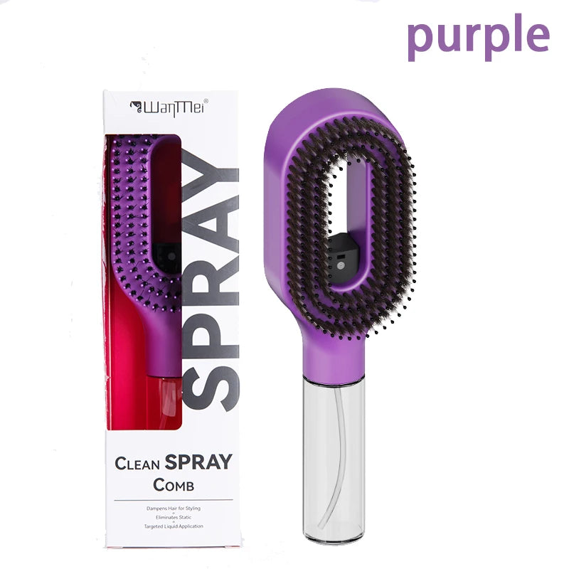 2-in-1 Spray Hair Brush — Detangling Comb with Water Mist & Scalp Massage