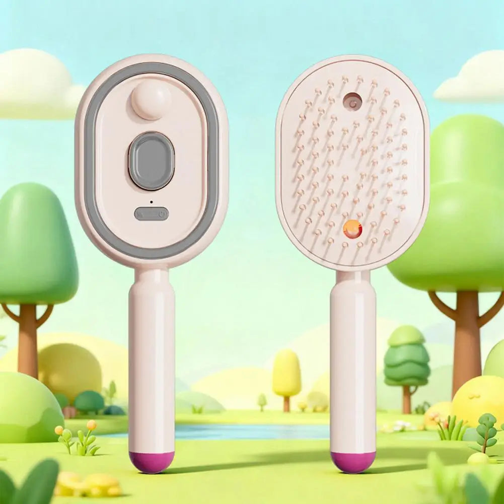 Electric Steam Hair Brush with Water Spray Reduce Frizz Anti-Static Misting Hairbrush Cordless Fluffy Hair Detangling Brush