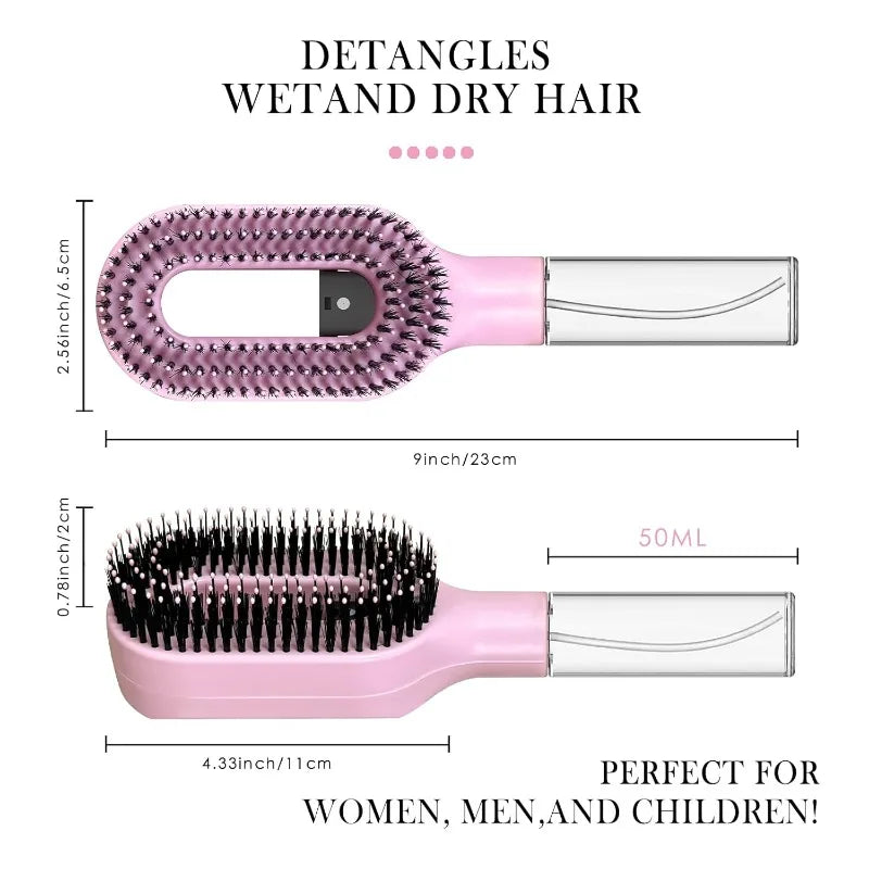 2-in-1 Spray Hair Brush — Detangling Comb with Water Mist & Scalp Massage