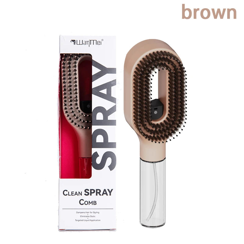 2-in-1 Spray Hair Brush — Detangling Comb with Water Mist & Scalp Massage