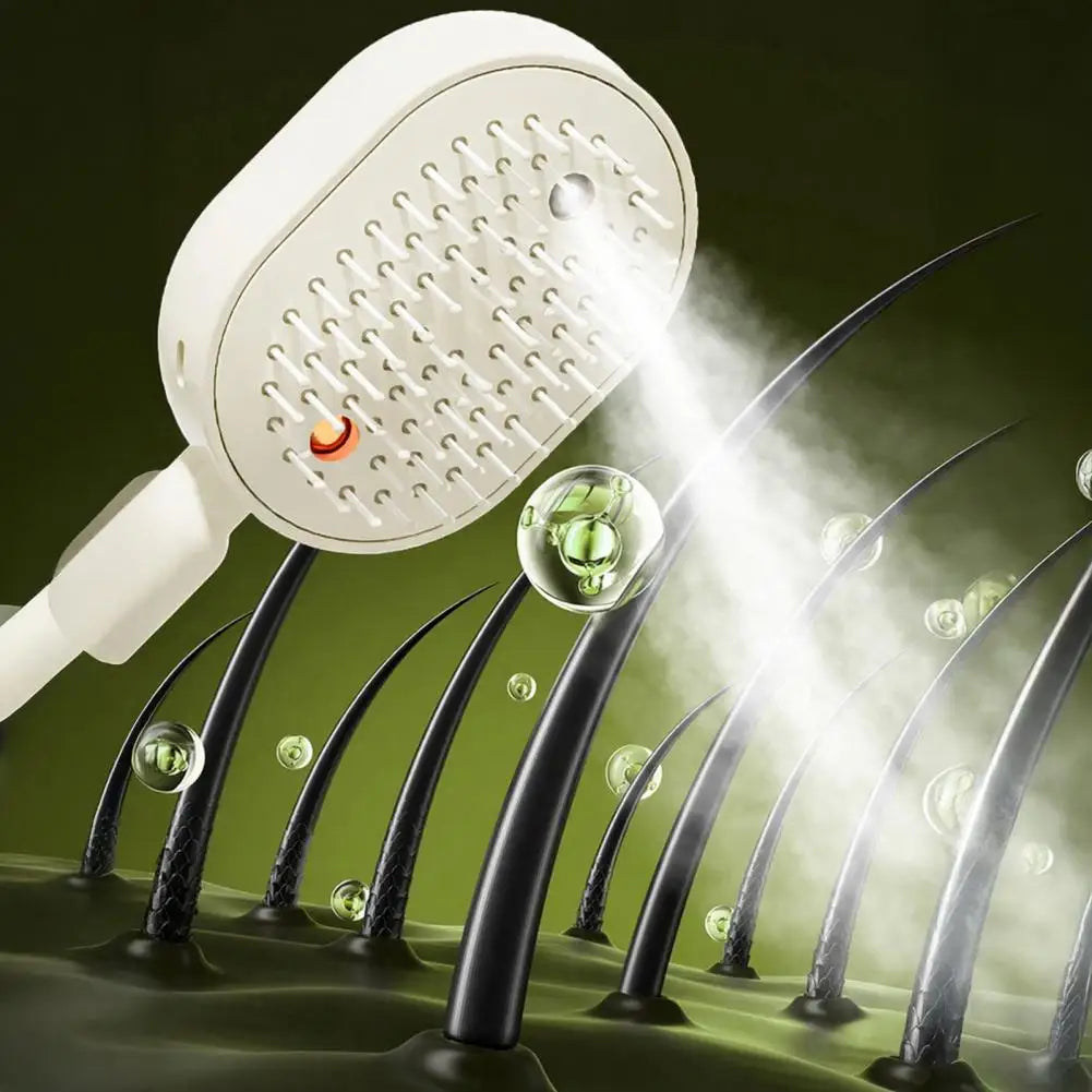 Electric Steam Hair Brush with Water Spray Reduce Frizz Anti-Static Misting Hairbrush Cordless Fluffy Hair Detangling Brush